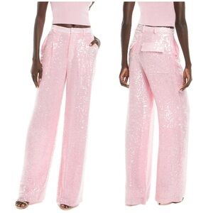 New Lapointe Sequin Relaxed Pleated Pant Blossom Pink Sparkle Party Sz 8